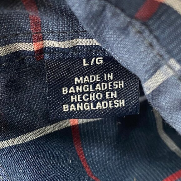 Chaps Blue & White Plaid Long Sleeve Button-Up Shirt | Size L - Picture 4 of 7